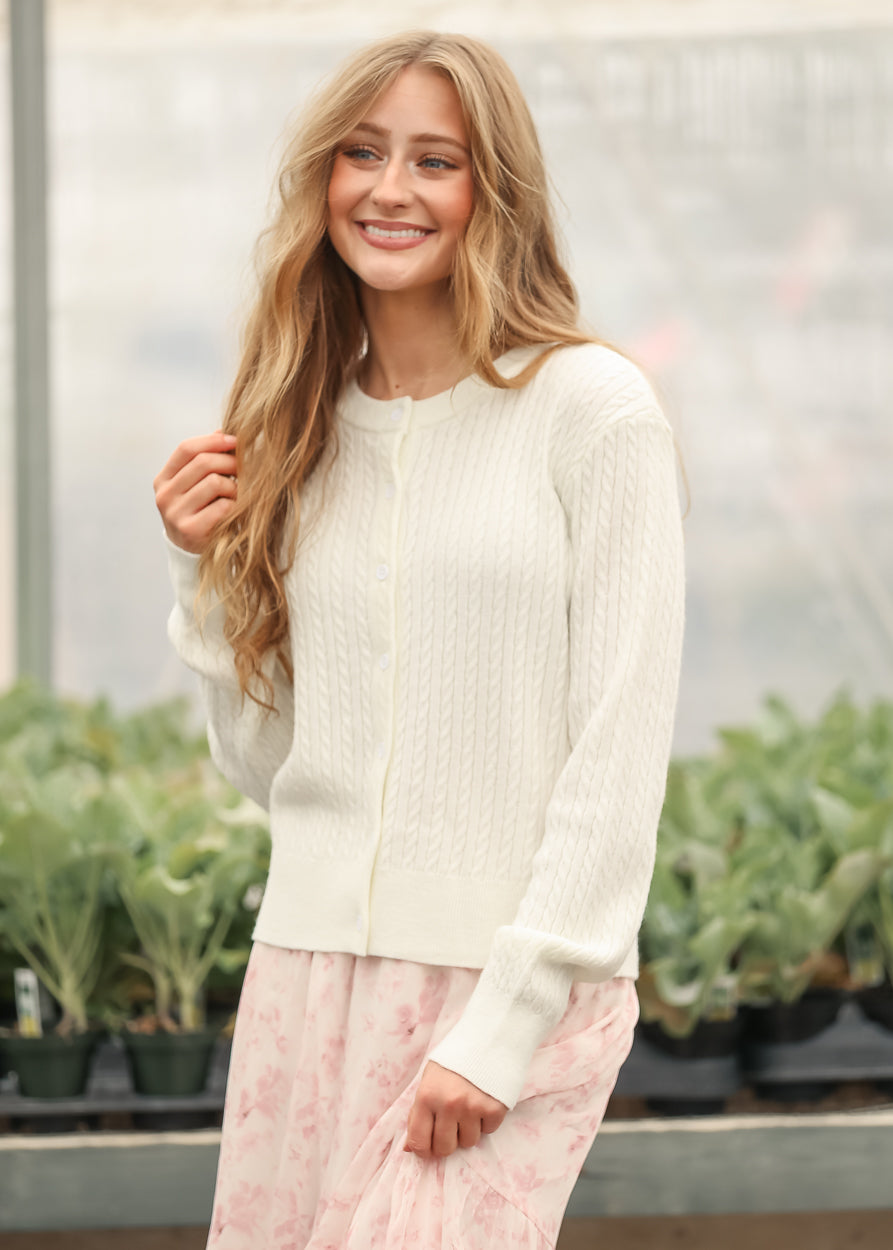 Mason White Button Up Cardigan