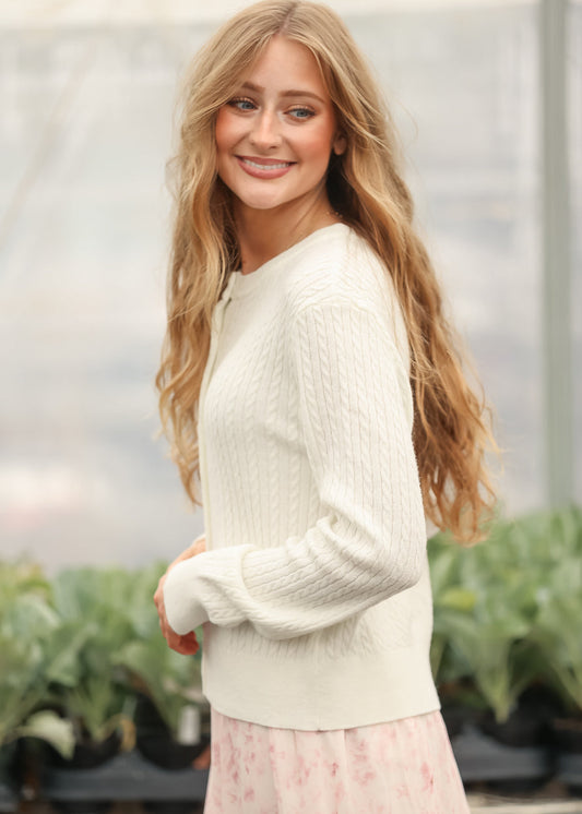 Mason White Button Up Cardigan