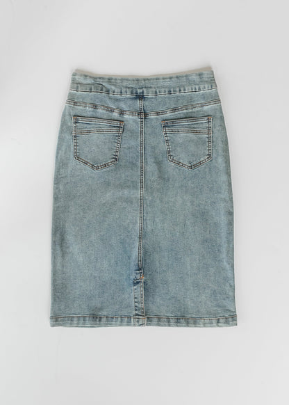 Sandra Classic Wash Midi Denim Skirt